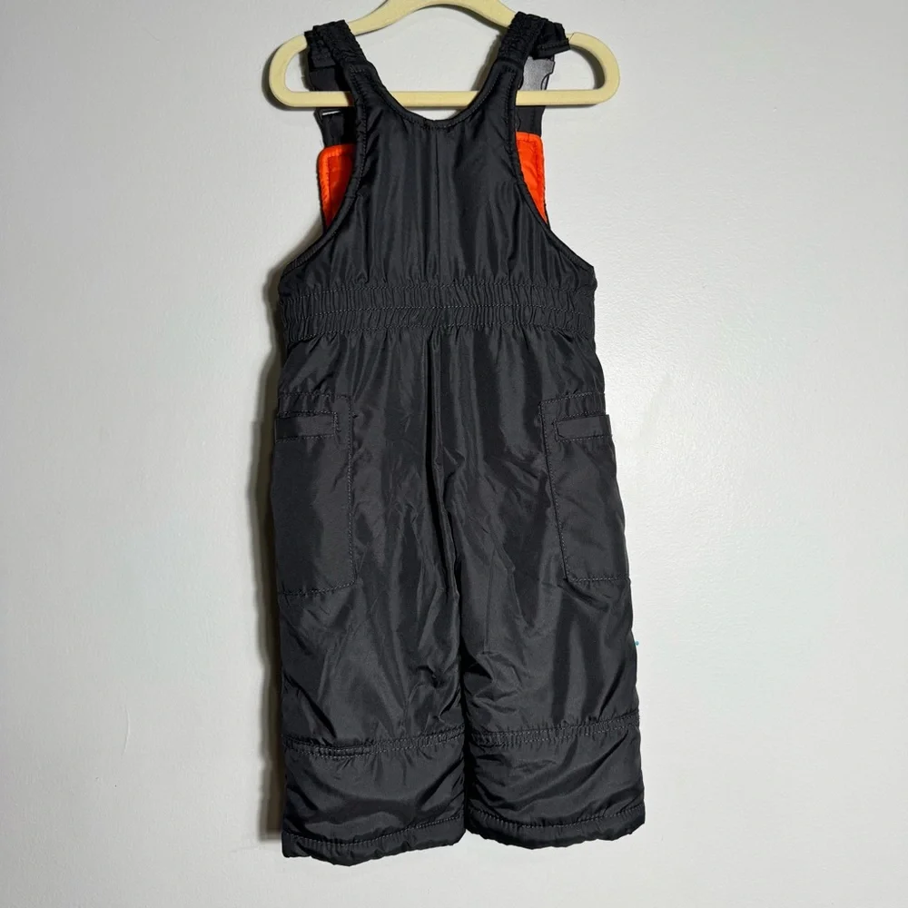 Carter's Snow Bib Pants Toddler 12 M Gray Orange Insulated Winter Ski Warm Unise